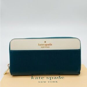 Kate Spade Staci Colorblock Large Continental Wallet Clutch in Peacock
